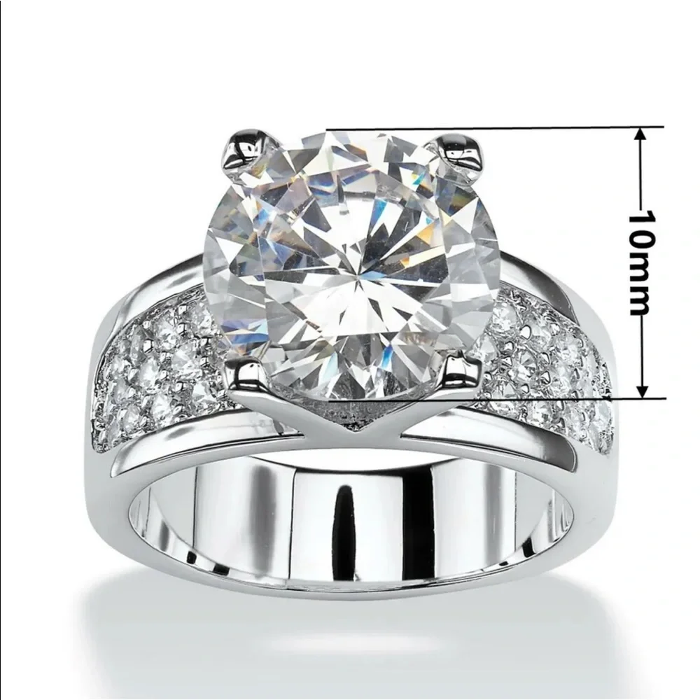 New 925 Silver Round Women Wedding Jewelry Pretty Diamond Ring